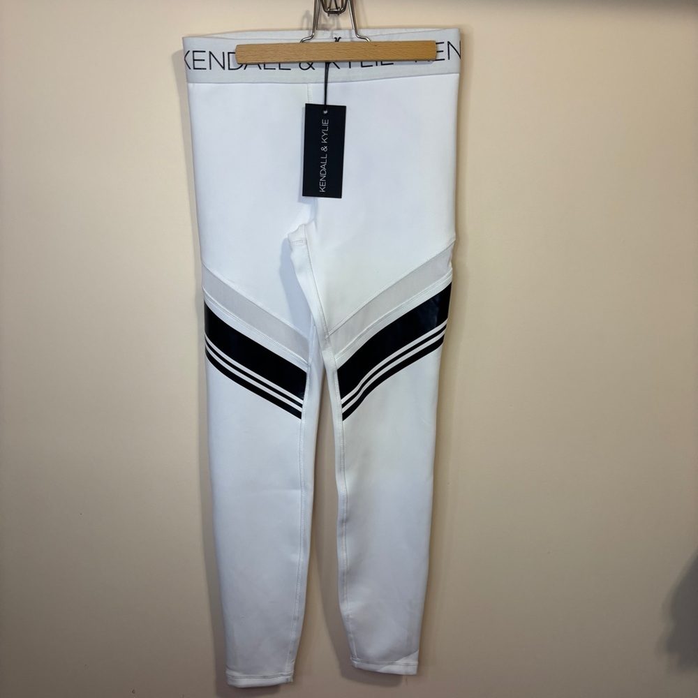 Kendall & Kylie women’s sz Small White & Black Leggings Mesh Inserts